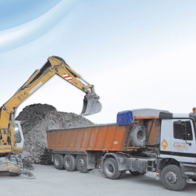 Grúas Containers Sanbe excavadora con camión