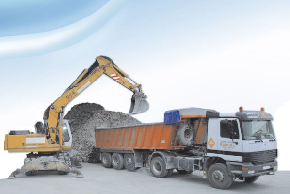 Grúas Containers Sanbe excavadora con camión